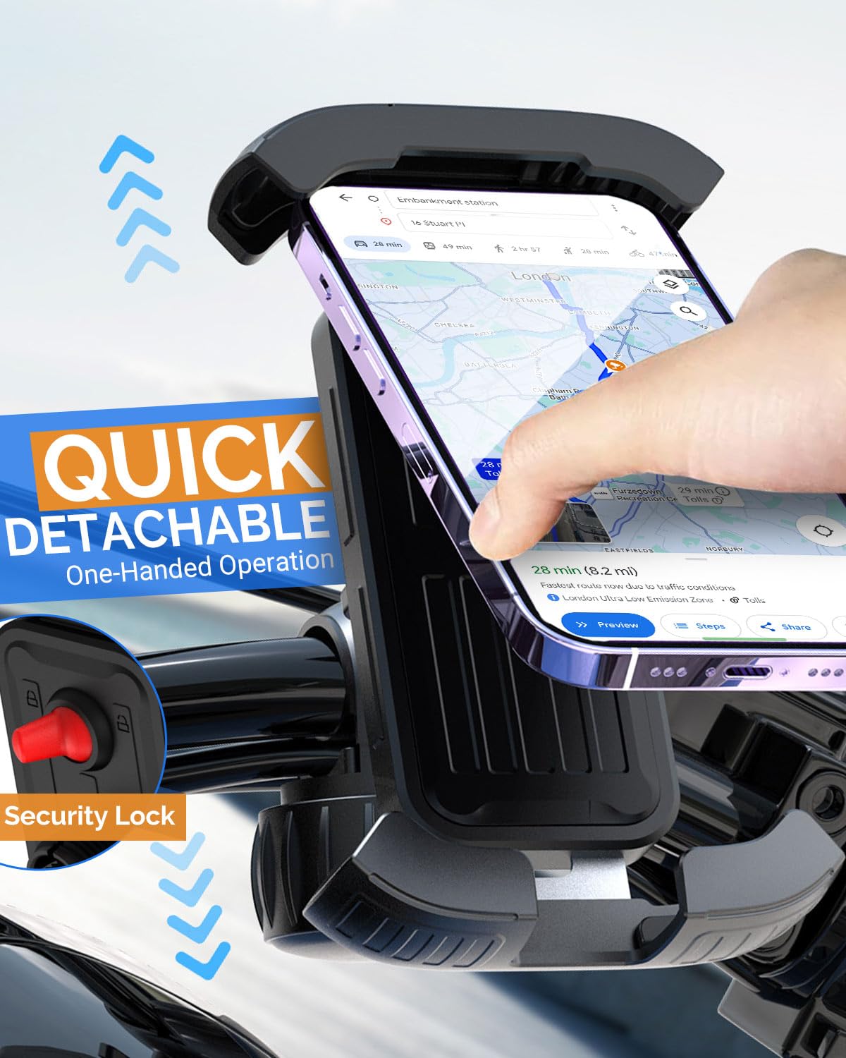 Victoper Bike Phone Holder, Motorcycle Handlebar Cell Phone Clamp, Motorcycle Phone Mount, Scooter Phone Clip for 5.5" to 6.7" Smartphones for Bicycle, Electrict Vehicle, Mountain Bike