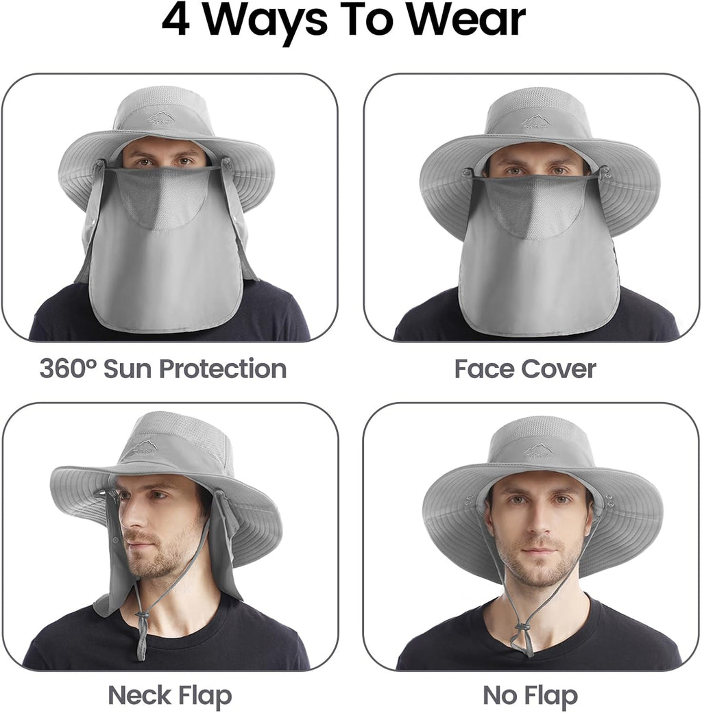 Sun Hats | Wide Brim Bucket Hat by [Brand Name] - UV Protection with UPF 50+ Face Cover & Neck Flap