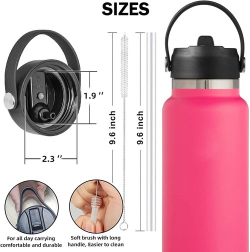 Hydro Flask Flex Straw Lid - Replacement Cap for 20/32/40 oz Wide Mouth Bottles | Easy Carry Handle