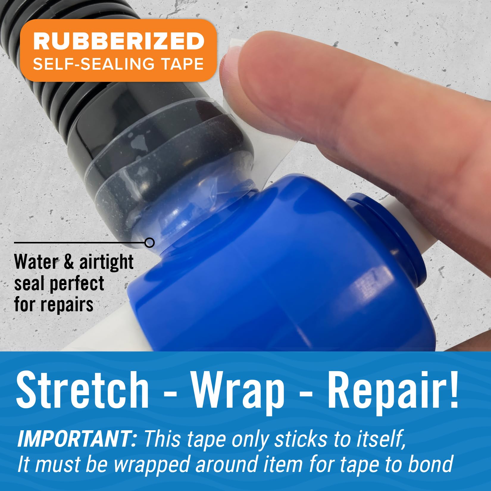Better Boat Self Fusing Silicone Tape Waterproof Clear, Plumbing Tape for Leaks, Hose and Pipe Repair Tape, 1 in x 15 ft
