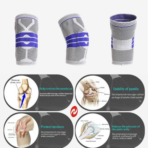 EOYEA Knee Brace Compression Sleeve for Knee Pain Wraps Patella Stabilizer with Silicone Gel Spring Support, Hinged Kneepads Protector for Meniscus Tear Arthritis Men Women (L (Pack of 2))