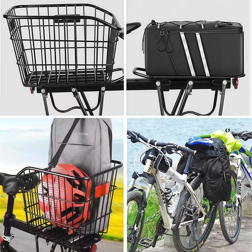 Rear Bike Rack for Bicycle, 110Lbs/50kgs Capacity Bicycle Cargo Rack with Reflective, Adjustable Quick Release Road Mountain Bike Luggage Rack (B-Half Quick Release)