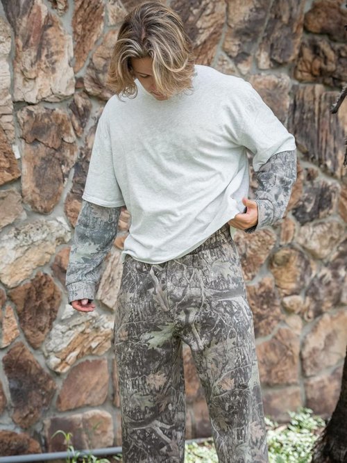 Ogfao Men's Baggy Camo Sweatpants Wide Leg Hunting Loose Joggers Workout Athletic Sweat Pants wtih Pockets Green M