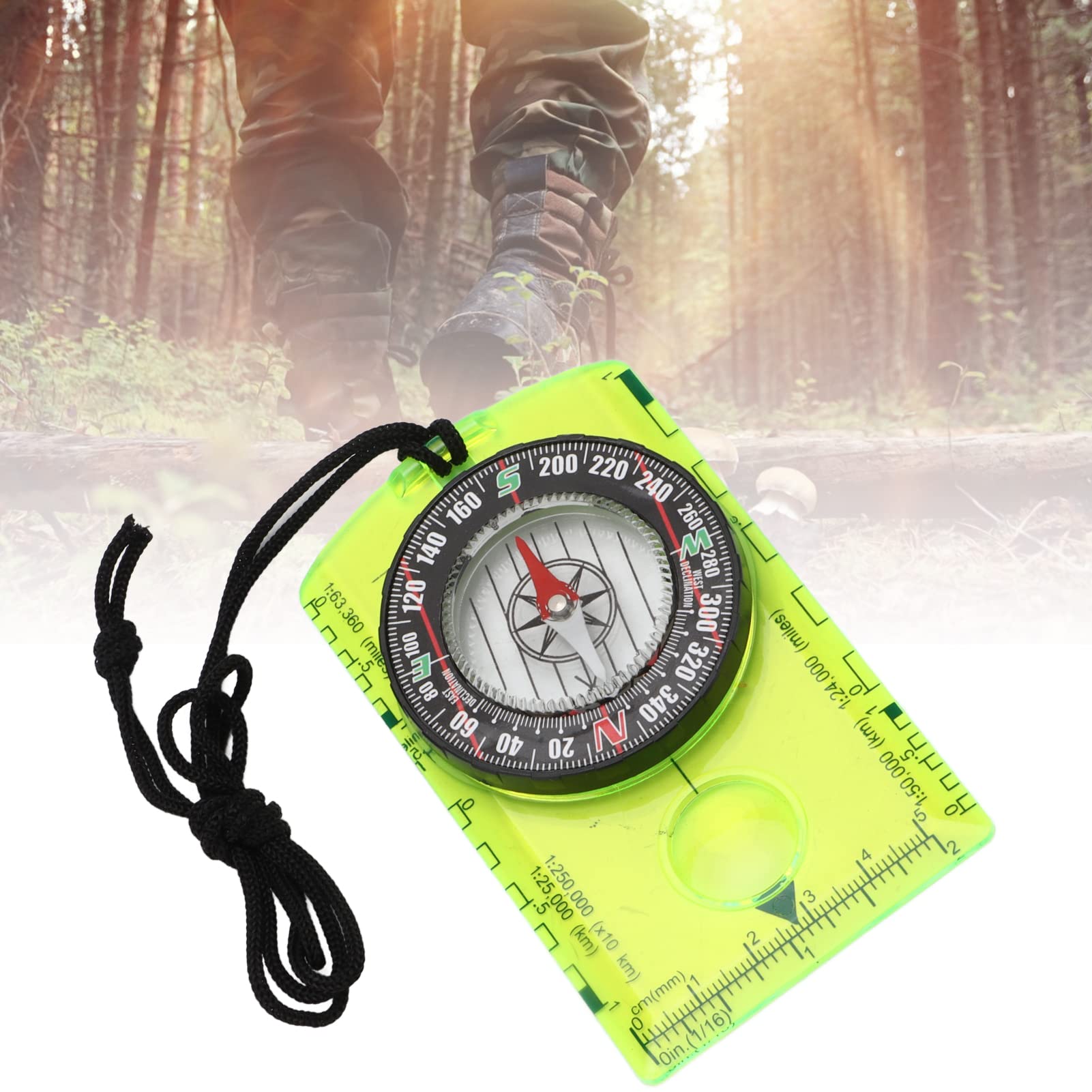 Hapivida Orienteering Compass, Professional Lightweight Map Compass with Magnifying Glass 360° Rotating Bezel 1:24000 Scale Acrylic Base Plate for Hiking Backpacking Navigation Outdoor Adventures
