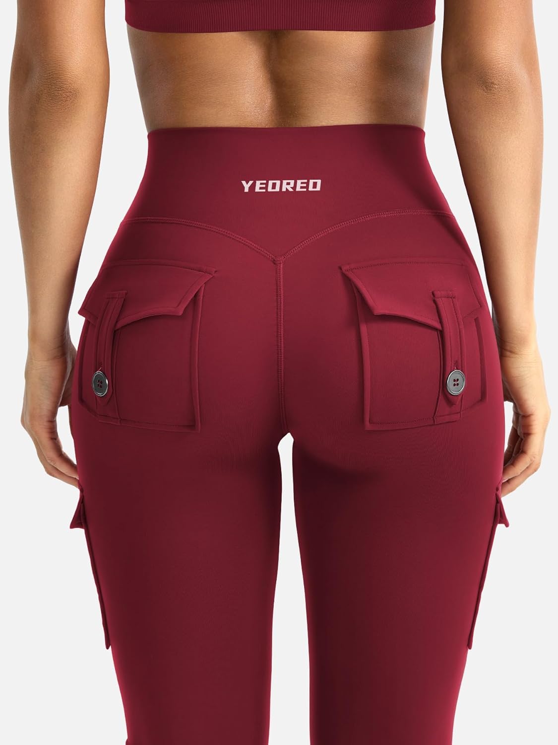 YEOREO CoreFlex Women's High-Waisted Flare Leggings - Hidden Pockets & Scrunch Design, Perfect for Gym & Yoga