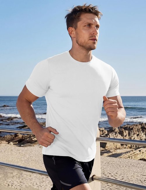 MAGCOMSEN Men's Workout Shirt - Dry Fit Short Sleeve Athletic Tee | UPF 50+ Moisture Wicking for Gym & Outdoor Activities