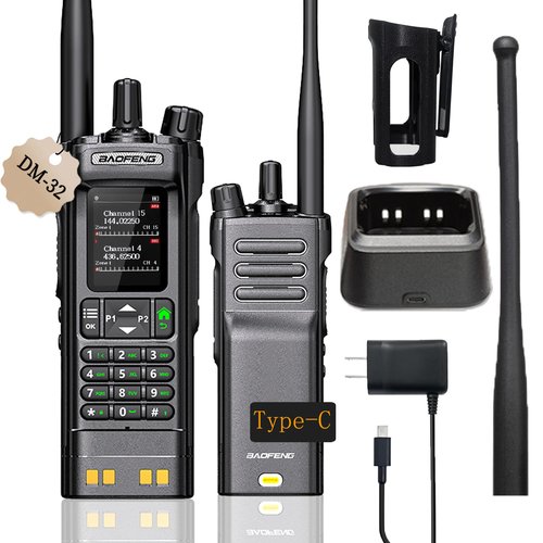 BAOFENG DM32 DMR 10W Long Range Walkie Talkie | Dual Band VHF/UHF | GPS & USB-C Rechargeable | Two Way Radio for Outdoor Hunting Emergency