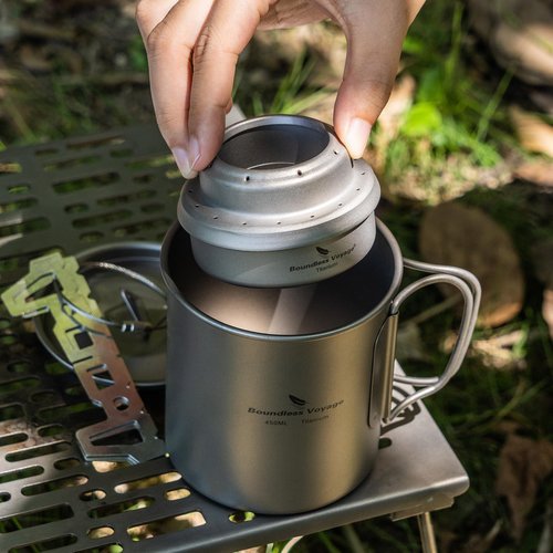 Boundless Voyage Titanium Spirit Burner Mini Alcohol Stove with Brackets Outdoor Camping Stove Multi-Fuel Stove, Lightweight and Versatile ti2001c