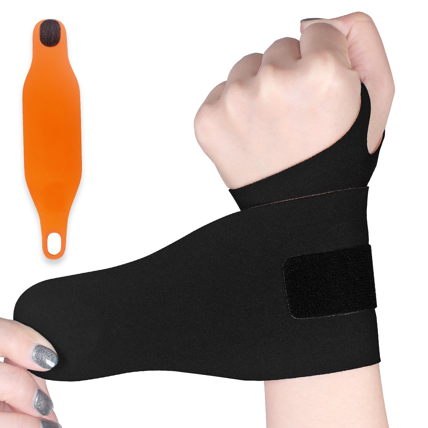 Skiennix Ultra-Thin Wrist Brace Support - Pain Relief for Carpal Tunnel & Arthritis | 2 Pcs, Black & Orange