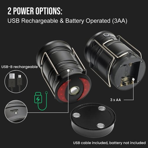 Lichamp Camping Lanterns - 4 Pack Rechargeable & Battery Powered | Versatile 4 Mode COB Flashlight for Emergencies