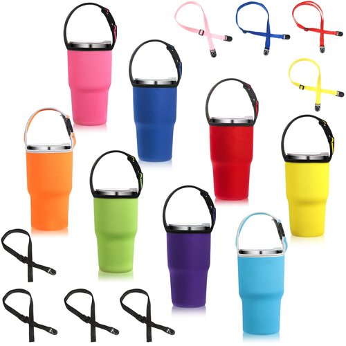 Perthlin 30oz Tumbler Carrier Holder Pouch with Shoulder Strap Reusable Cup Holder Pouch Neoprene Insulator Cup Sleeve Cover Holder Drinks Sleeve Holder