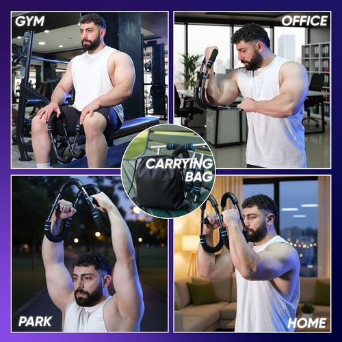 FORCENA Twister Arm Trainer 20-60 lbs - Chest Workout Equipment, Forearm Strengthener - Adjustable Resistance, Home Workout Equipment with Video Program, 21 Day Challenge, Resistance Band & Carry Bag
