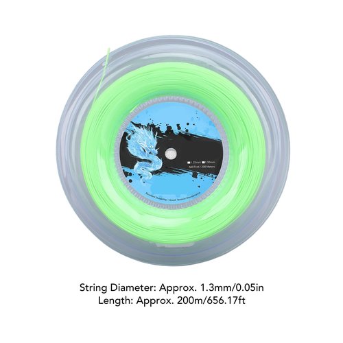 Jwthee Professional Durability Polyester Tennis String 200m Reel, Training Competition Tennis String with High Visibility Fluorescent Color, Compatible with All Rackets