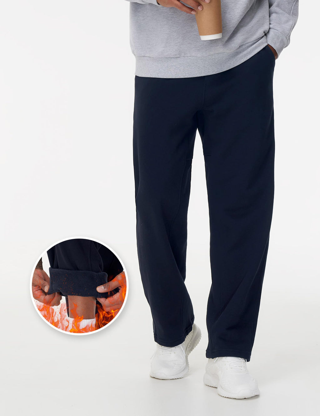 THE GYM PEOPLE Men's Baggy Fleece Workout Sweatpants with Pockets Drawstring Lounge Athletic Running Pants Navy Blue