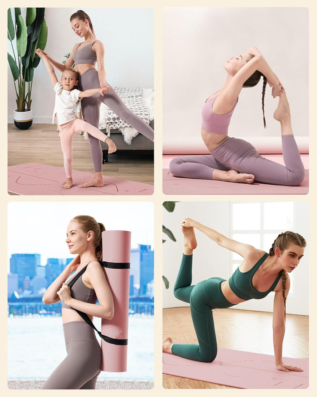YOTTOY Yoga Mat - Extra Wide 72"x32"x1/3" Non-Slip Eco-Friendly TPE for Home Workouts | Includes Strap Bag