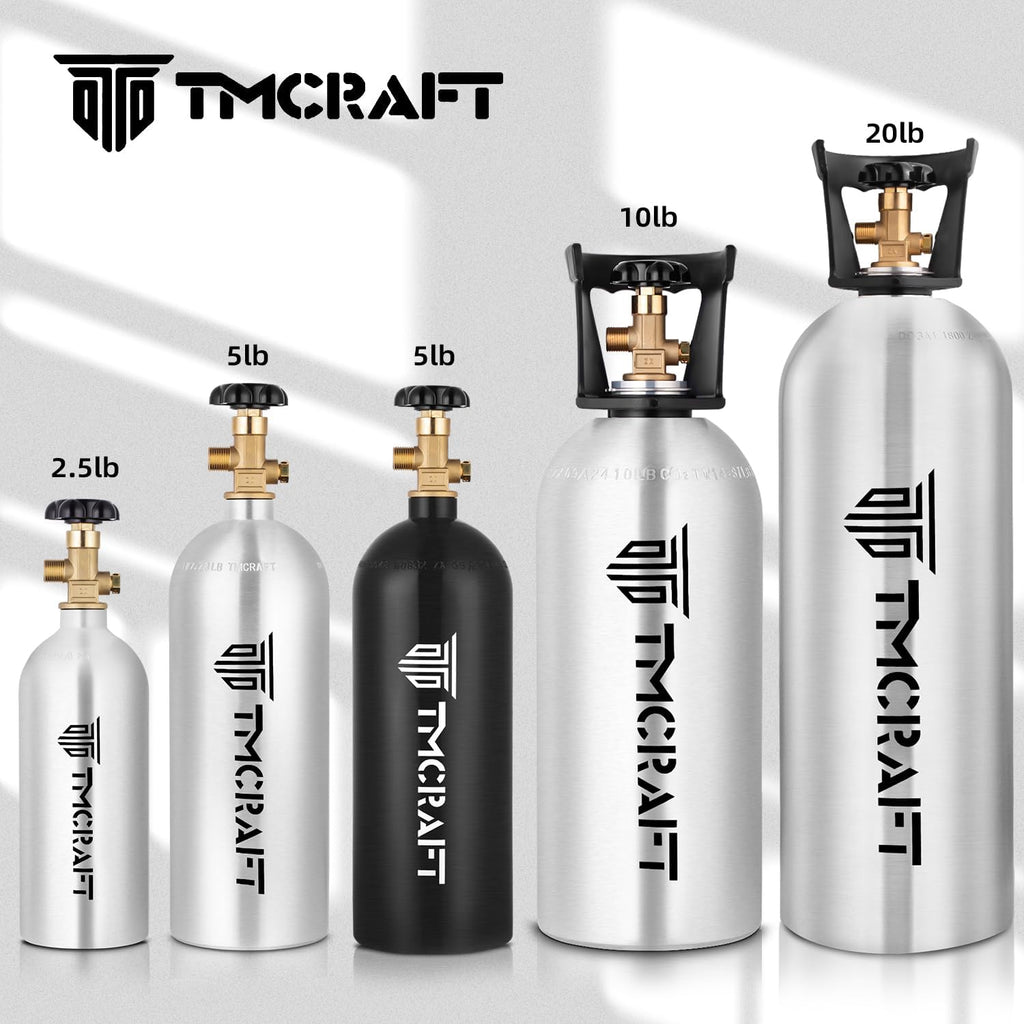 TMCRAFT 2.5lb CO2 Tank - High Strength Aluminum Alloy Cylinder with CGA-320 Valve | DOT Approved for Kegerator & Draft Beer Dispensing