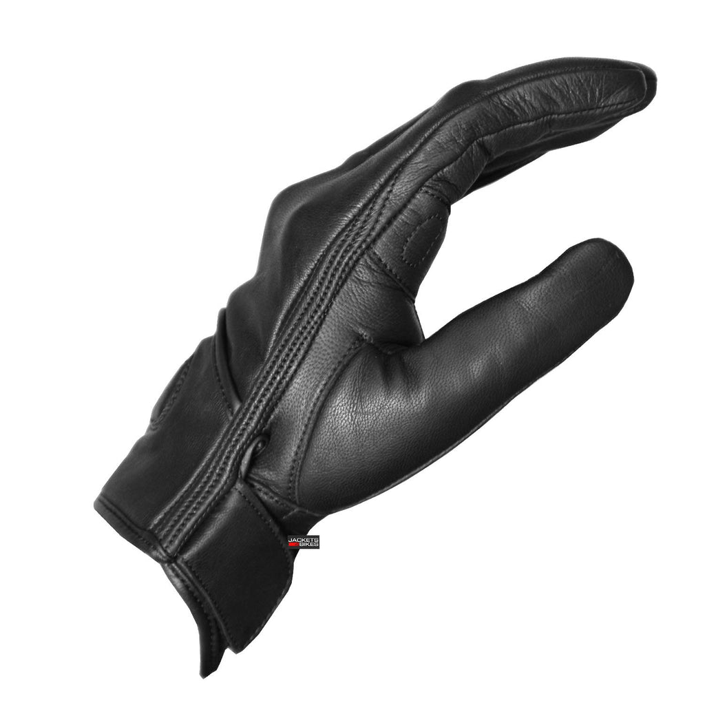 Jackets 4 Bikes Motorcycle Gloves - Premium Leather for Men, Touchscreen, Non-Slip, Motorbike Cruiser Street Biker Protector Black S