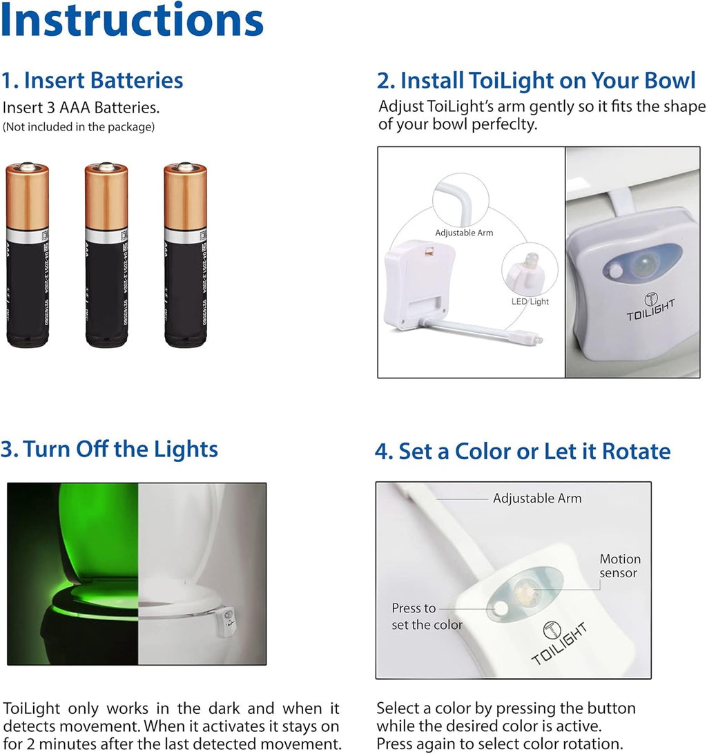 ToiLight Toilet Bowl Night Light - Fun Motion Sensor Bathroom Gadget | Perfect Gift for All Occasions