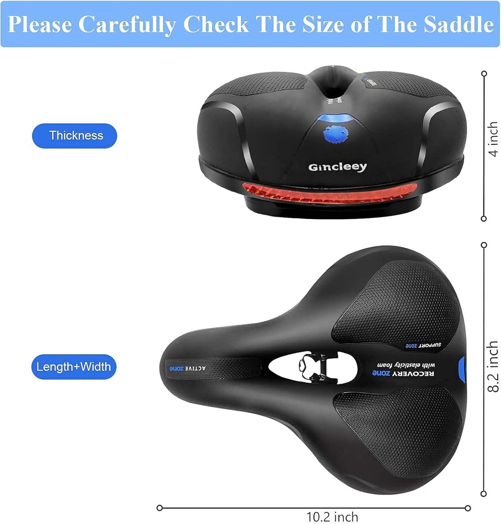 Skiennix Comfort Bike Seat - Wide Memory Foam Padded Saddle with Dual Shock Absorption | Universal Fit for Indoor/Outdoor Use