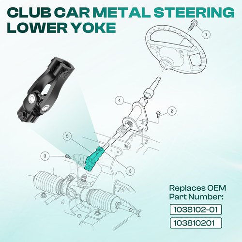 Drive-up Golf Cart Metal Steering Lower Yoke for Club Car Precedent 2004-Up and Tempo 2018-Up Models 103810201