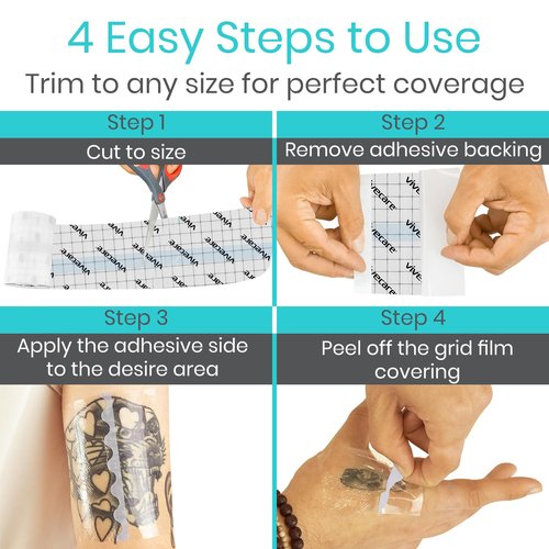 ViveCare Transparent Film Dressing - Waterproof Adhesive Bandage 4" x 10 Yards - Tattoo Aftercare Wrap for Recovery, Swim, Shower - Clear Wound Care Dressing Tape - Protective Medical Grade Film Cover