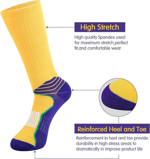 JOYNÉE Men's Athletic Performance Crew Socks - 6 Pack for Running & Training Comfort