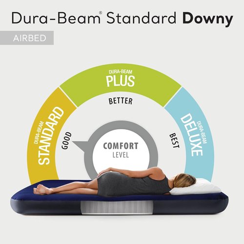 Intex 80 x 60 x 10 Inch Dura-Beam Fiber-Tech Vinyl Standard Downy Air Mattress with Plush Top and 2-in-1 Valve, Queen (Pump Not Included) (3 Pack)