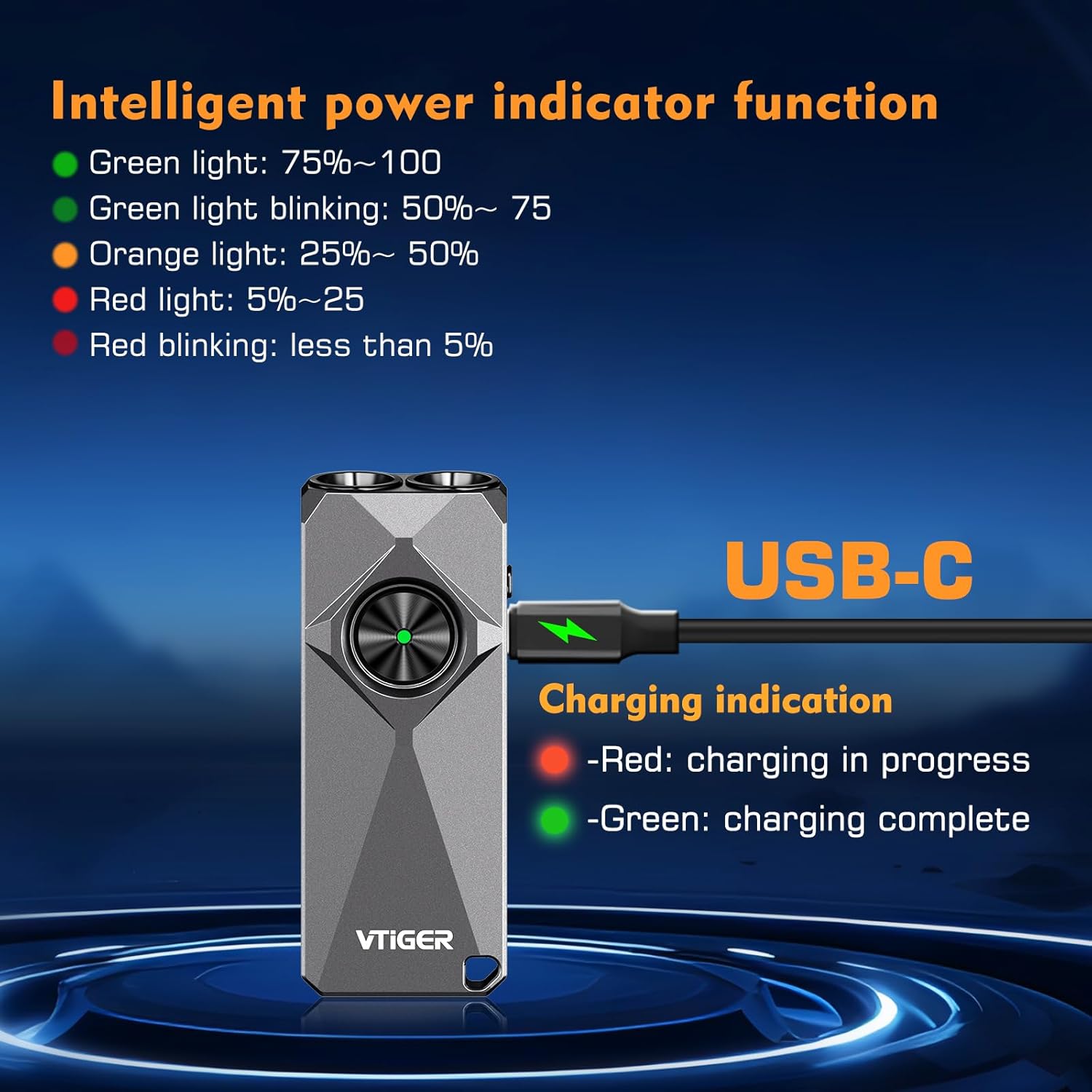 VTIGER K1 Keychain Flashlight - 800 Lumens USB Rechargeable Mini EDC Light | Compact & Portable Design