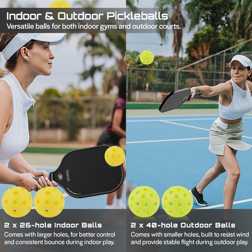 Joysent Pickleball Paddles Set, USAPA Approved Carbon Fiber Pickleball Set of 2 with Pickleball Rackets and Indoor Outdoor Pickle Balls, Beginner Pickleball Paddle for Adults Men Women, JT-1