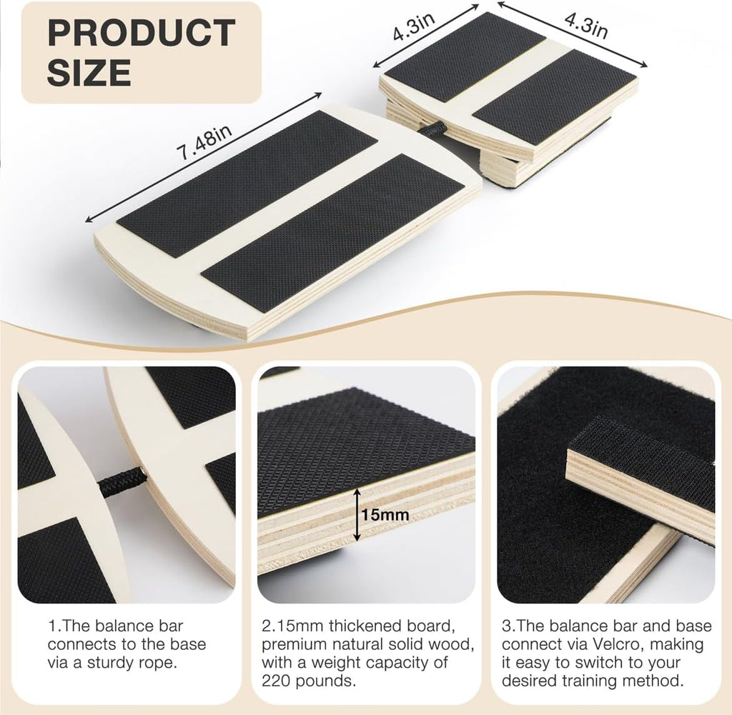Skiennix Ankle Balance Board - Bamboo Foot Strengthener for Physical Therapy & Posture Correction
