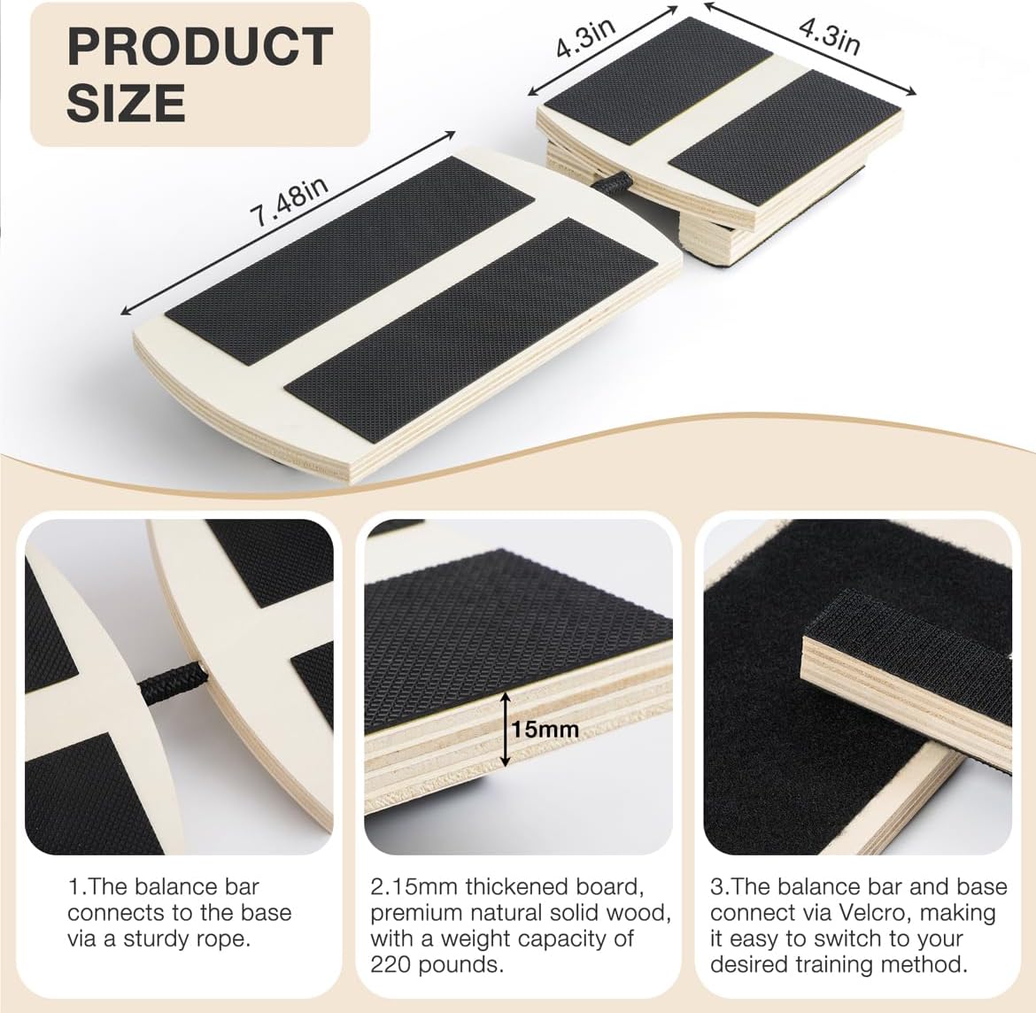 Skiennix Ankle Balance Board - Bamboo Foot Strengthener for Physical Therapy & Posture Correction