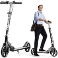 Scooters for Kids 8-12, Teens & Adults - Lightweight, Foldable, 8-Inch Big Wheels, Hand Brake & Bell, 4 Adjustable Height Levels, 240 lbs Max Load - Perfect for School, Campus and Park Rides Black