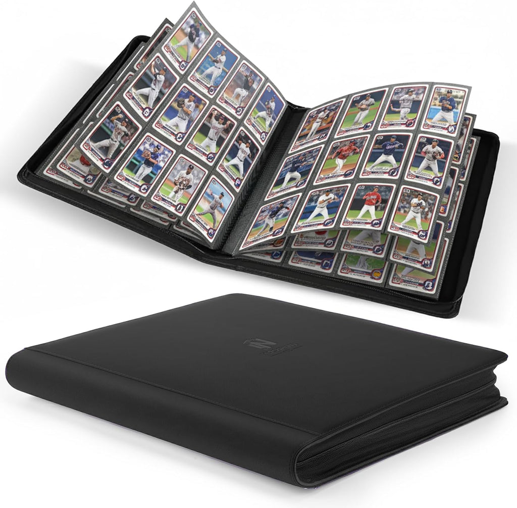 Skiennix Premium Card Binder - 12 Pocket Album for 720 Trading Cards | Durable PU Zipper, Black