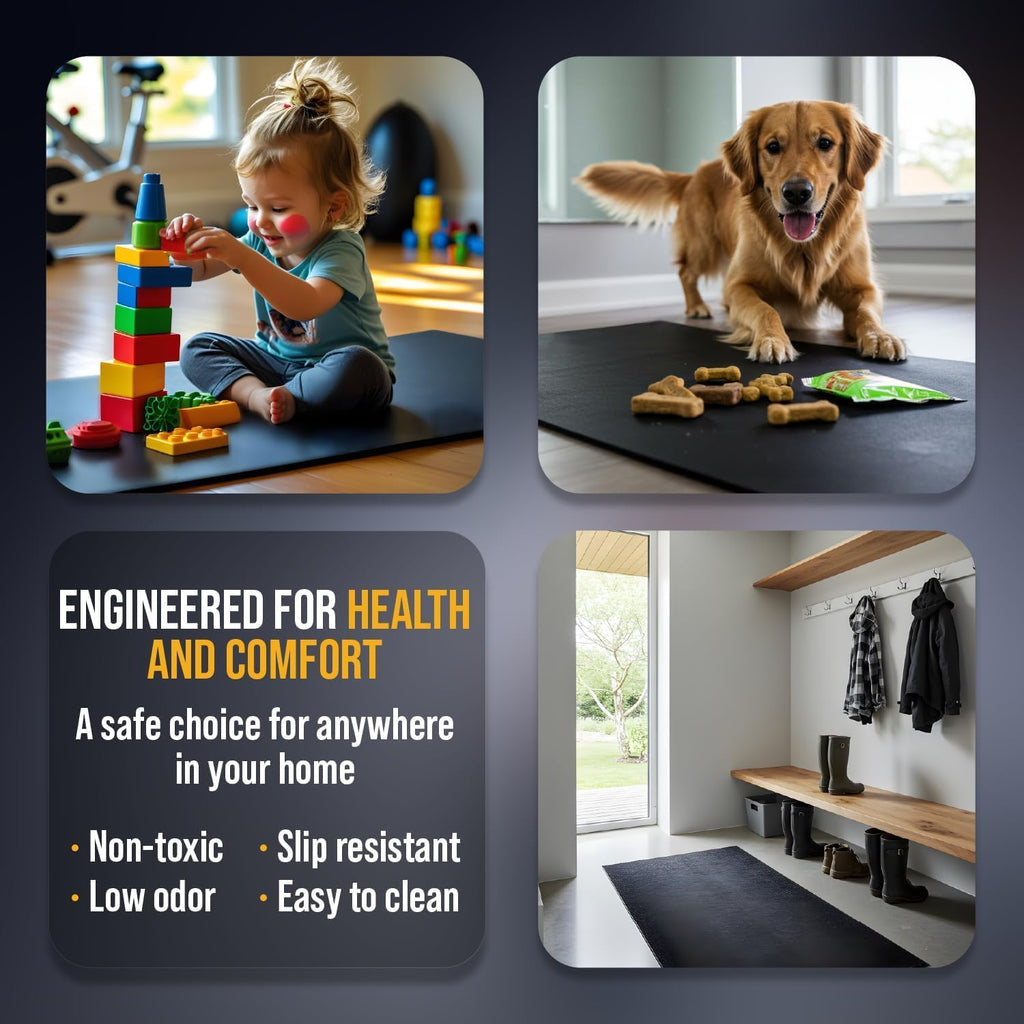 Rubber King Exercise Mat - Eco-Friendly Non-Slip Thick Rubber for Home Gym | Durable Indoor/Outdoor Use