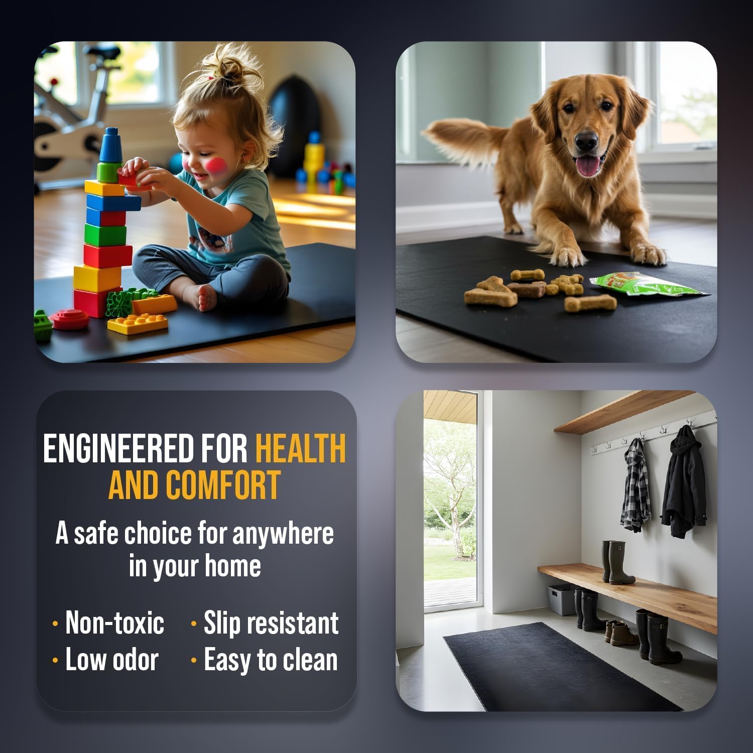 Rubber King Exercise Mat - Eco-Friendly Non-Slip Thick Rubber for Home Gym | Durable Indoor/Outdoor Use