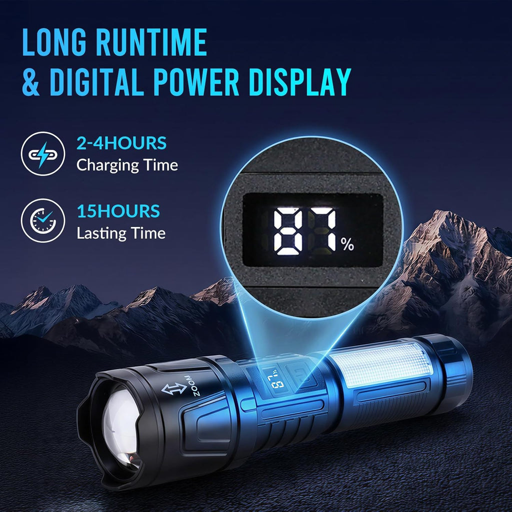 Skiennix Tactical LED Flashlights - Super Bright Rechargeable 1,500,000L with 6 Modes | 2-Pack