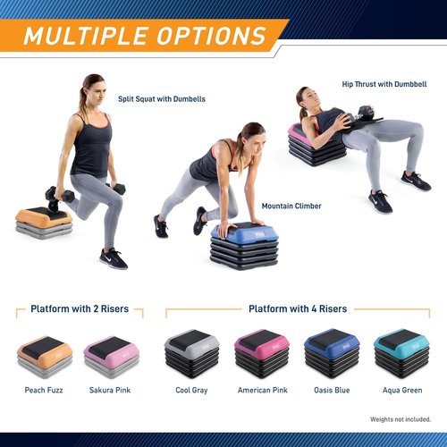 Circuit Fitness by Marcy Adjustable Height Aerobic Step Platform - Non-Slip Rubber Surface, 16x16 Inches