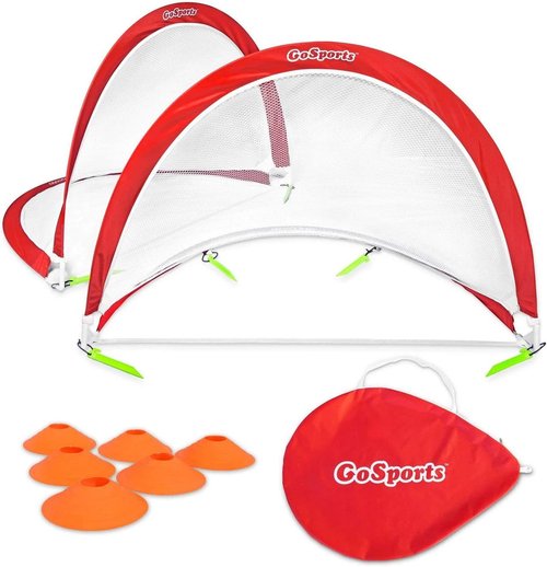 GoSports Portable Pop-Up Soccer Goals - Set of 2 Nets with Agility Training Cones & Carrying Case