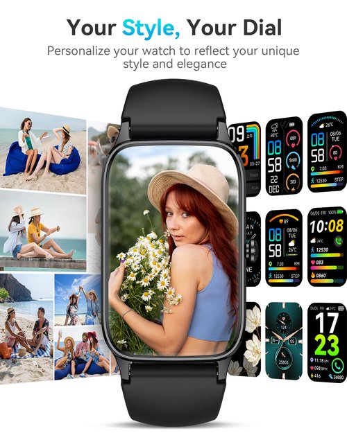 ChronArk Fitness Tracker for Women Men, Activity Smart Watch Compatible with Android iPhone, Step Counter with 110+ Sports, Sleep Monitor, Calorie Counter, IP68 Waterproof (Black, 1.57)