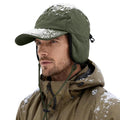 Waterproof Winter Hats for Men with Ear Flaps Lightweight Fleece Lined Trapper Hat Warm Baseball Cap for Ski, Hunting and Ice Fishing Army Green