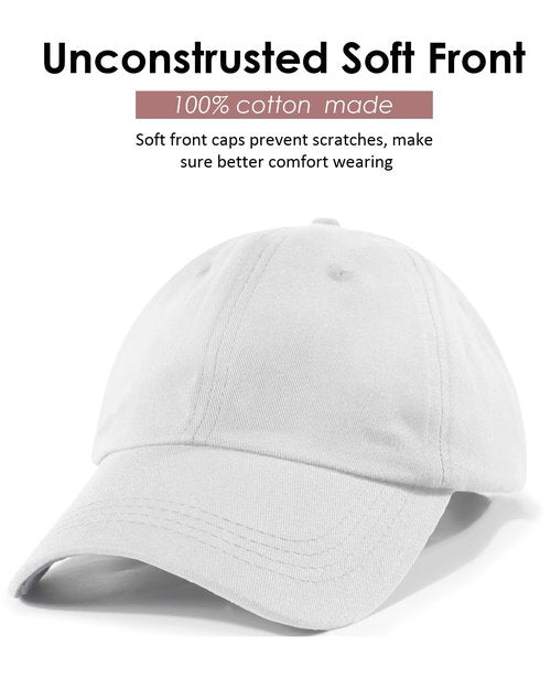 Womens Satin Lined Unstructured Baseball Cap Unisex Silk Lining Washed Cotton Adjustable Vintage Dad Hat White