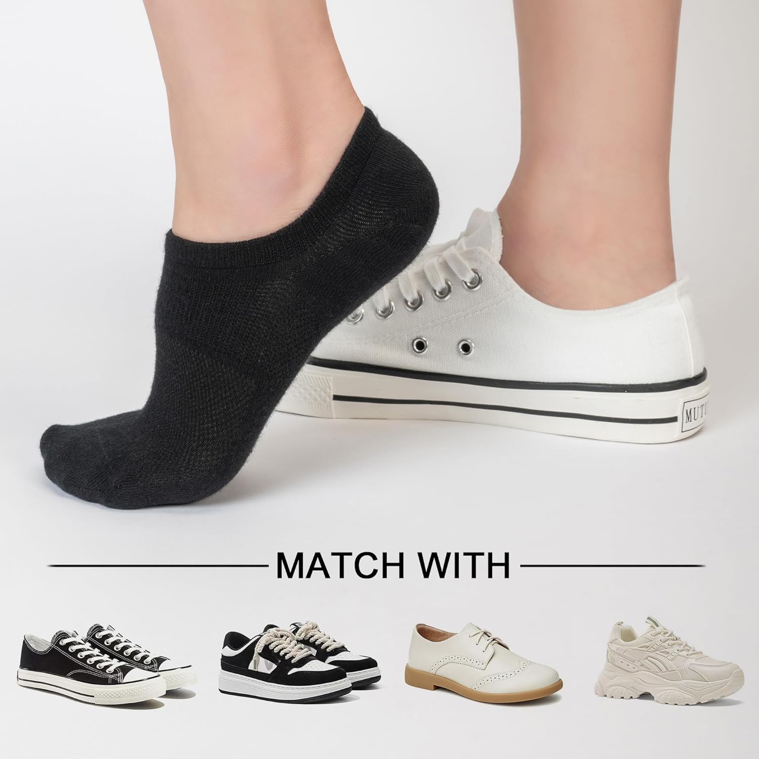 Time May Tell No-Show Socks - 8 Pairs Women's Non-Slip Low Cut Ankle Invisible Running Socks