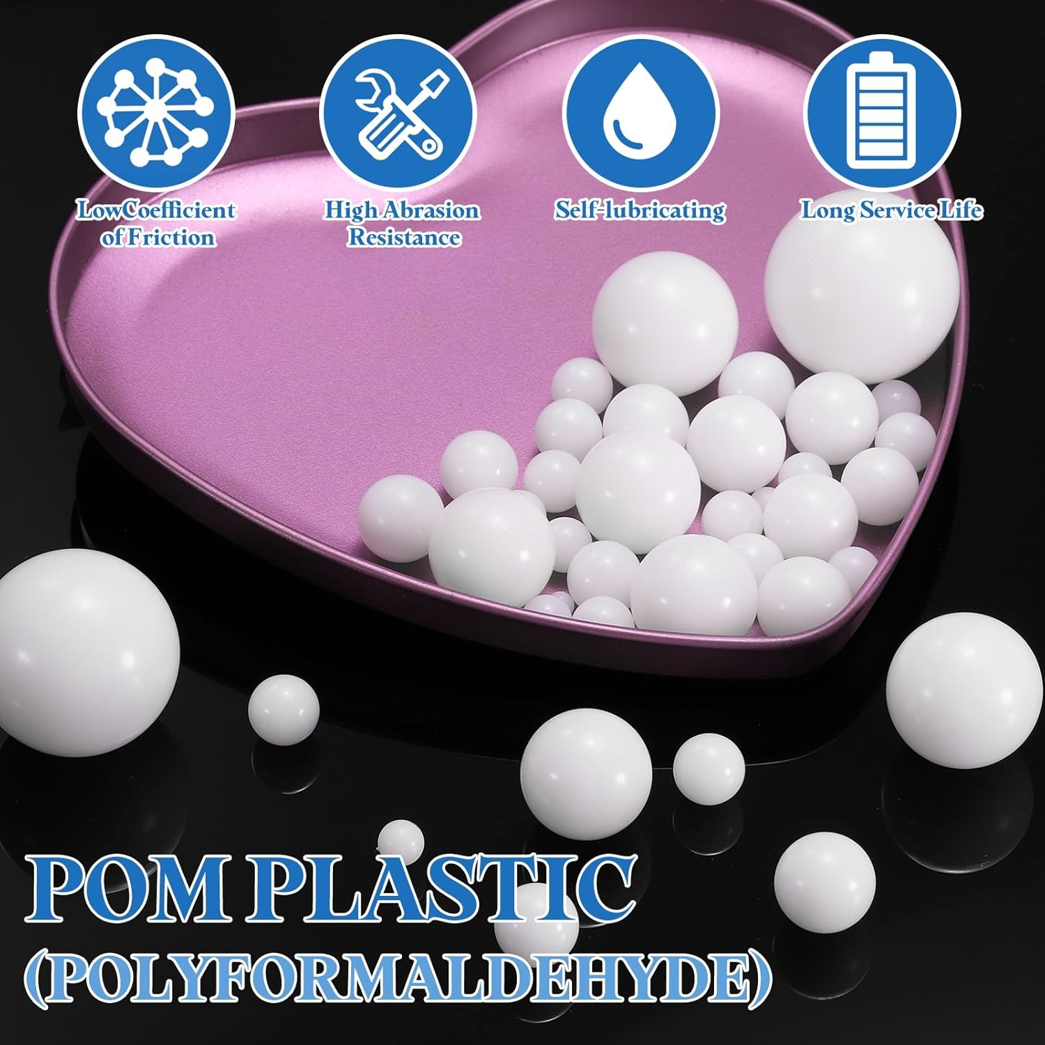 Uxcell 200 Pcs POM Bearing Balls - Precision Solid Plastic 5/16" (7.9mm) for Smooth Operation