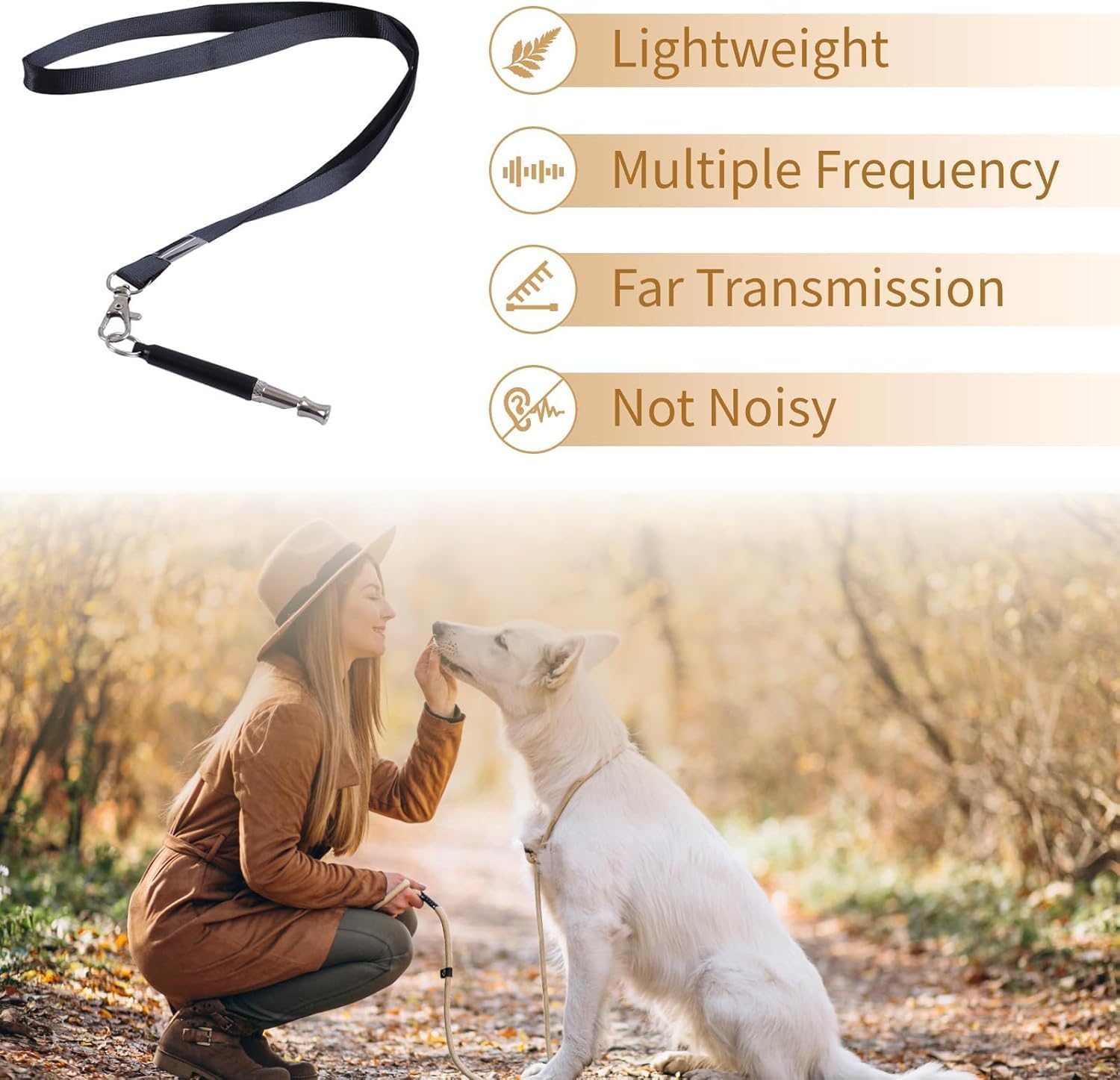 Senlong Dog Whistle Training Set - Adjustable Silent Whistles with Black Lanyard for Effective Bark Control