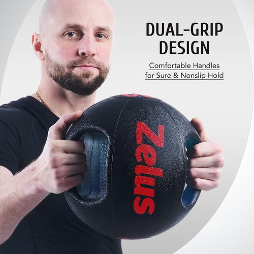 ZELUS Medicine Ball with Dual Grip| 10/20 lbs Exercise Ball |Weight Ball with