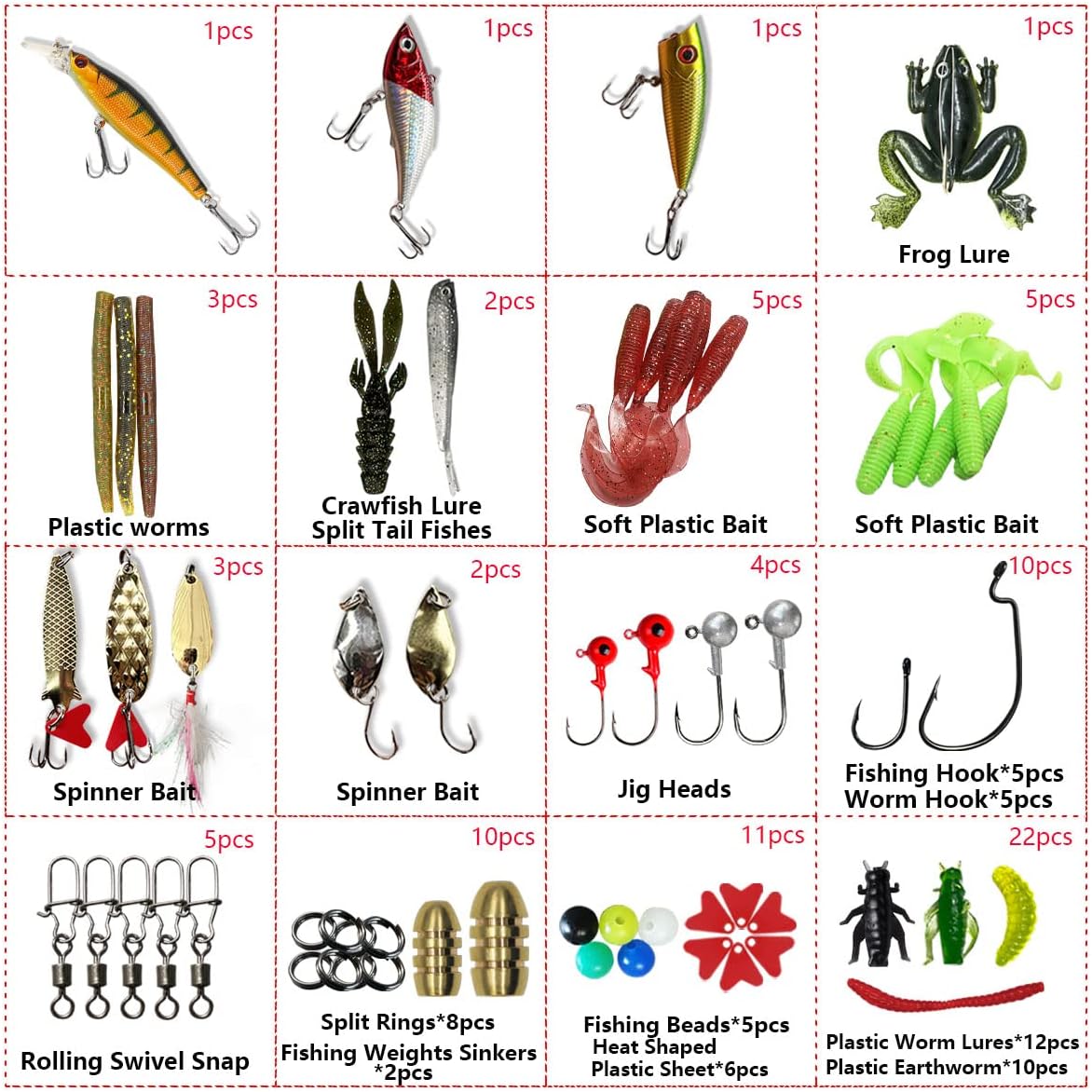 Skiennix Fishing Lures Kit - Complete Tackle Set with Crankbaits, Topwater Lures & Jigs | Ideal for Bass & Trout