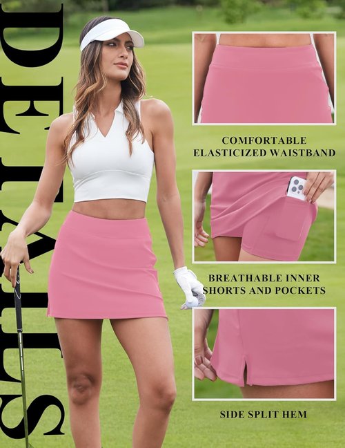 DLOODA Women's High-Waisted Tennis Skort - Athletic Mini Golf Skirt with Pocket for Summer Workout
