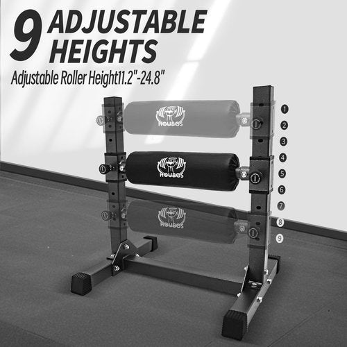 Houbos Bulgarian Split Squat Stand - Single Leg Squat Stand，9 Adjustable Roller Heights, Comfortable Padding for Squats, Leg Lunges, Bodyweight Training (Silver)