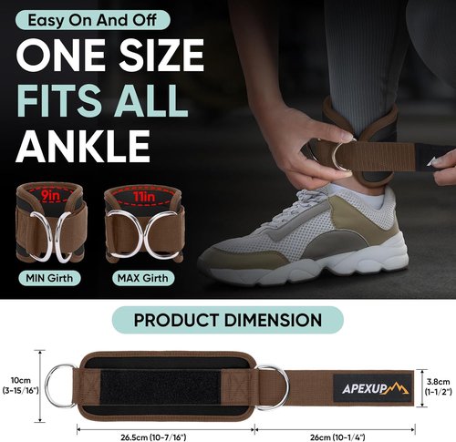 APEXUP Ankle Strap - Adjustable Cable Machine Resistance Bands for Glute Workouts & Leg Extensions