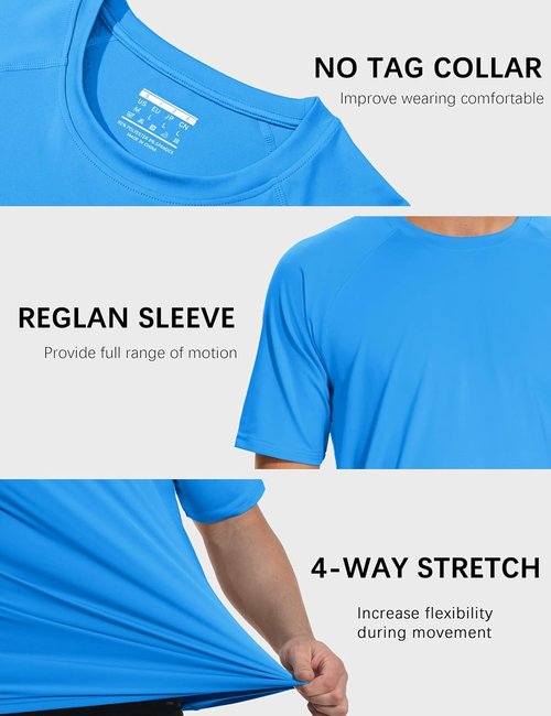 MAGCOMSEN Men's UPF 50+ Sun Protection Athletic T-Shirt - Quick Dry for Hiking & Running